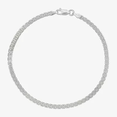 Made in Italy Mens Sterling Silver 8 1/2 Inch Solid Box Chain Bracelet