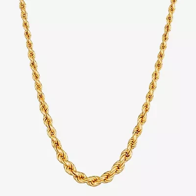 Made in Italy Womens 24K Gold Over Silver 18 Inch Rope Chain Necklace