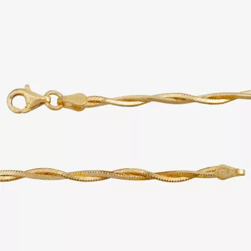 Made in Italy Womens 24K Gold Over Silver 20 Inch Braid Chain Necklace