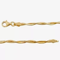 Made in Italy Womens 24K Gold Over Silver 20 Inch Braid Chain Necklace