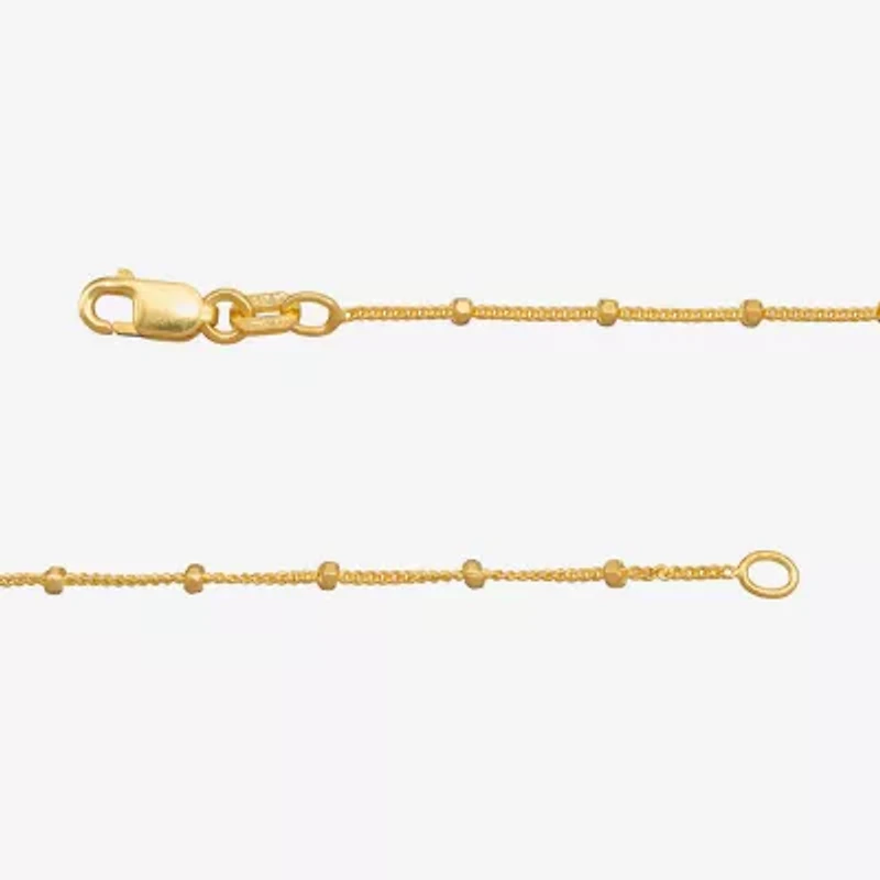 Made in Italy Womens 24K Gold Over Silver 9 1/2 Inch Solid Curb Ankle Bracelet