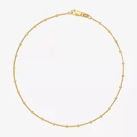 Made in Italy Womens 24K Gold Over Silver 9 1/2 Inch Solid Curb Ankle Bracelet