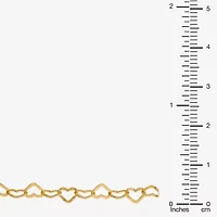 Made in Italy Womens 24K Gold Over Silver 7.5 Inch Solid Link Heart Chain Bracelet