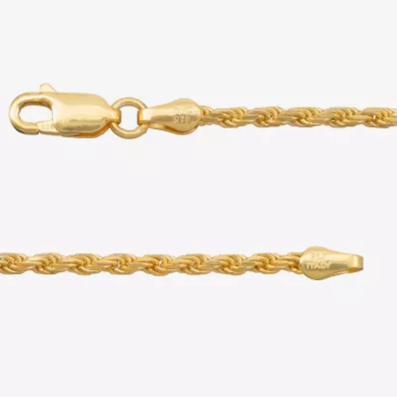 Made in Italy Mens 24K Gold Over Silver 7.5 Inch Solid Rope Chain Bracelet