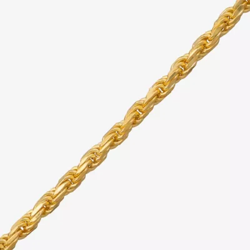 Made in Italy Mens 24K Gold Over Silver 7.5 Inch Solid Rope Chain Bracelet