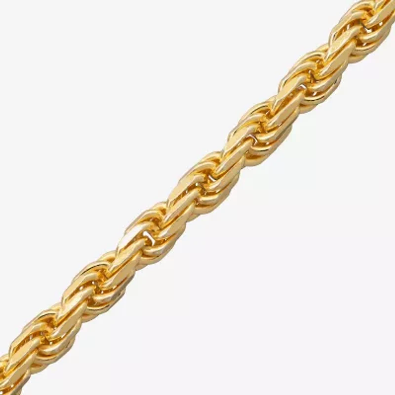 Made in Italy Mens 24K Gold Over Silver 8 1/2 Inch Solid Rope Chain Bracelet