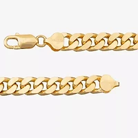 Made in Italy Mens 24K Gold Over Silver 8 1/2 Inch Solid Curb Chain Bracelet