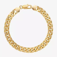 Made in Italy Mens 24K Gold Over Silver 8 1/2 Inch Solid Curb Chain Bracelet