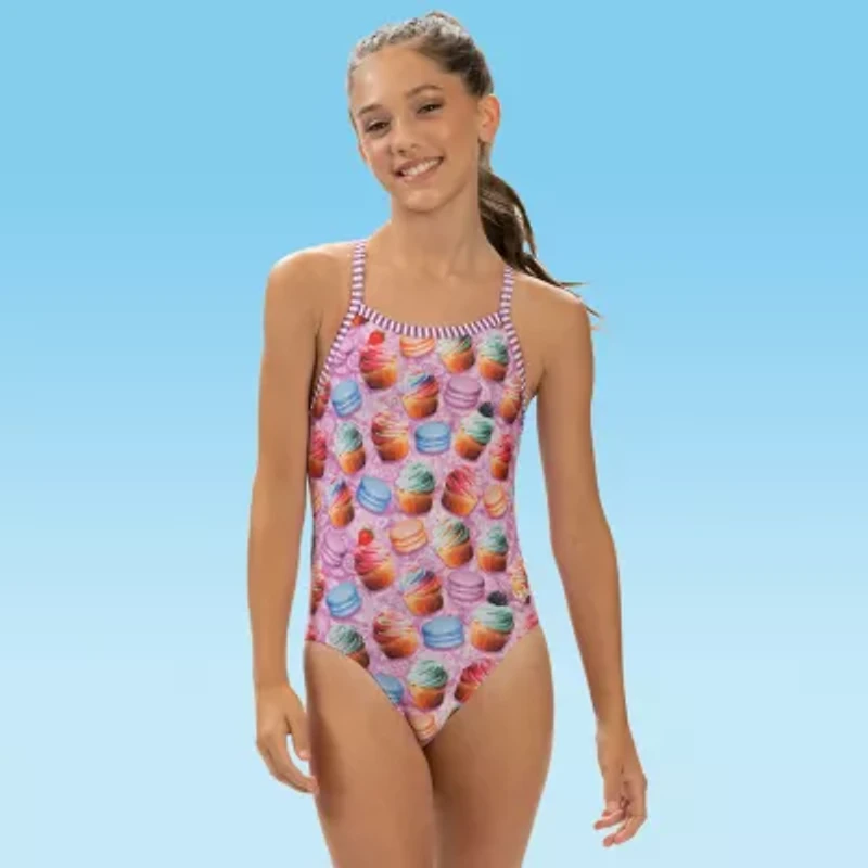 Dolfin Uglies Youth Girls' Print 1-Piece Little & Big Kid Girls Easy-on + Easy-off One Piece Swimsuit