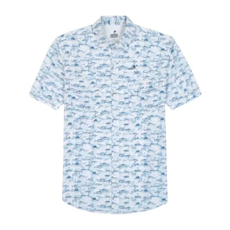IZOD Sunshield Performance Mens Short Sleeve Regular Fit Stretch Fabric Button-Down Shirt