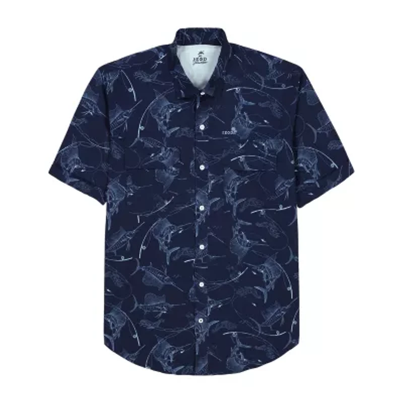 IZOD Mens Short Sleeve Classic Fit Stretch Fabric Big and Tall Button-Down Shirt