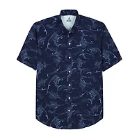 IZOD Mens Short Sleeve Classic Fit Stretch Fabric Big and Tall Button-Down Shirt