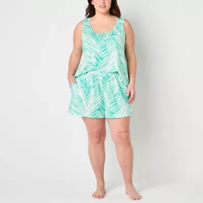 Ambrielle Womens Rib Sleeveless 2-pc. Pajama Sets