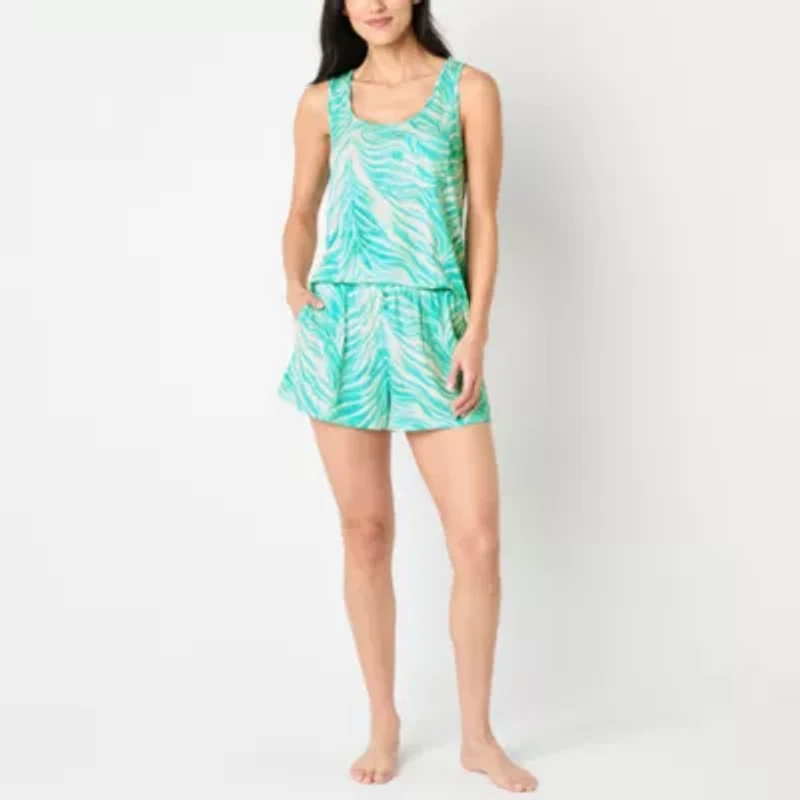 Ambrielle Womens Rib Sleeveless 2-pc. Pajama Sets