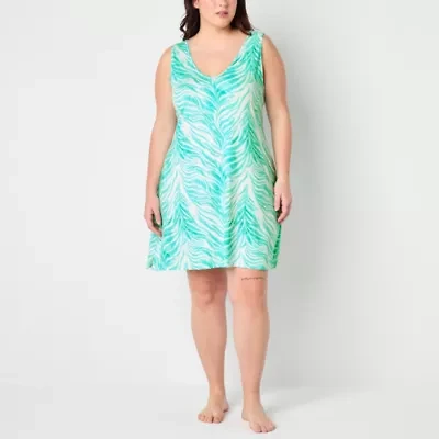 Ambrielle Womens V Neck Sleeveless Plus Nightshirt