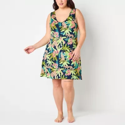 Ambrielle Womens V Neck Sleeveless Plus Nightshirt