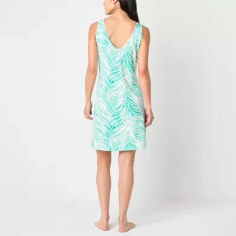 Ambrielle Womens Rib V Neck Sleeveless Nightshirt