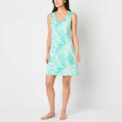 Ambrielle Womens Rib Sleeveless V Neck Nightshirt