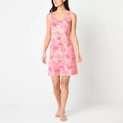 Ambrielle Womens Rib V Neck Sleeveless Nightshirt