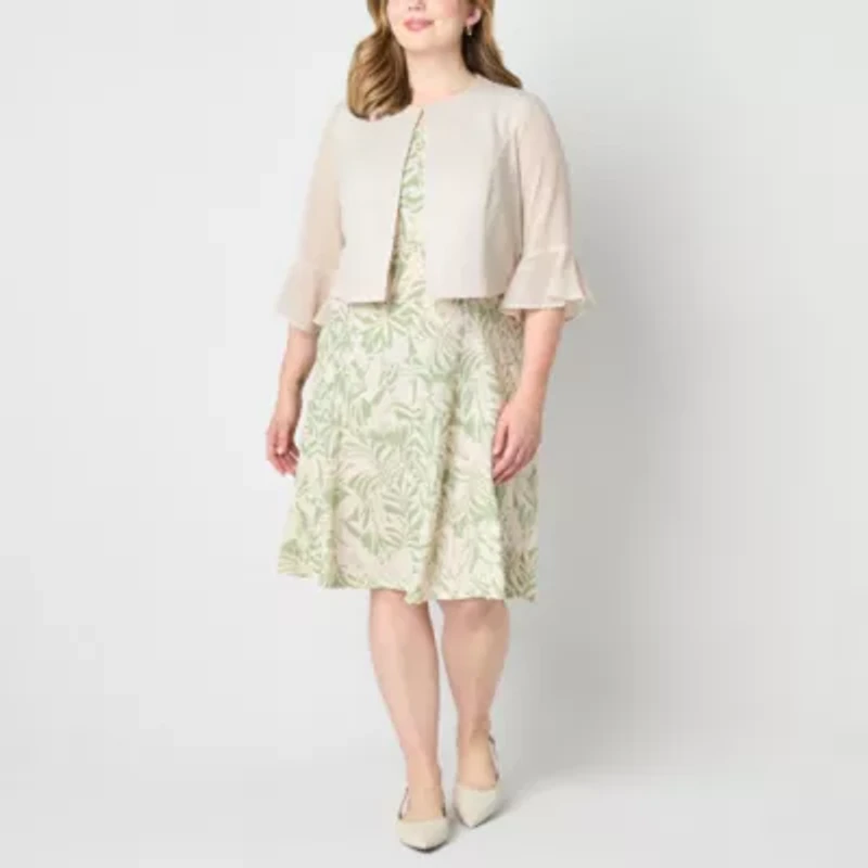 Perceptions Womens Jacket Dress Plus