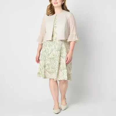 Perceptions Womens Jacket Dress Plus