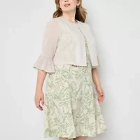 Perceptions Womens Jacket Dress Plus