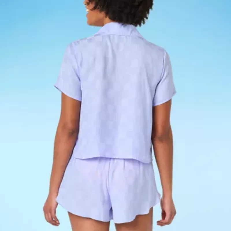 Decree Checked Swimsuit Cover-Up Tops