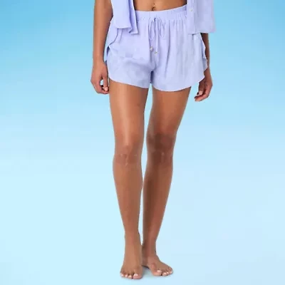Decree Womens Checked Shorts Swimsuit Cover-Up