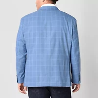 Shaquille O'Neal XLG Mens Big and Tall Plaid Stretch Fabric Classic Fit Sport Coat