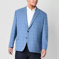 Shaquille O'Neal XLG Mens Big and Tall Plaid Stretch Fabric Classic Fit Sport Coat