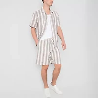 mutual weave Linen Blend Mens 10" Drawstring Waist Deck Short