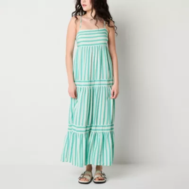 Arizona Womens Striped Maxi Dress Juniors