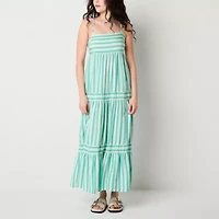 Arizona Womens Striped Maxi Dress Juniors