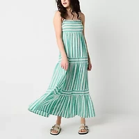 Arizona Womens Striped Maxi Dress Juniors