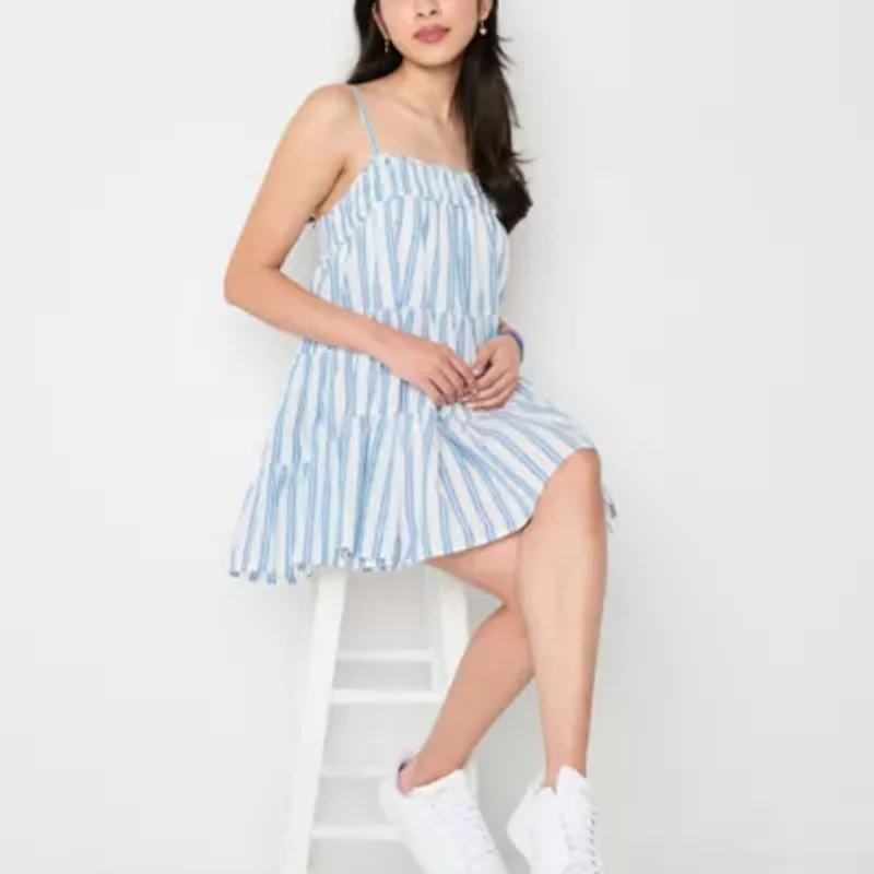 Arizona Womens Sleeveless Striped Swing Dresses Juniors