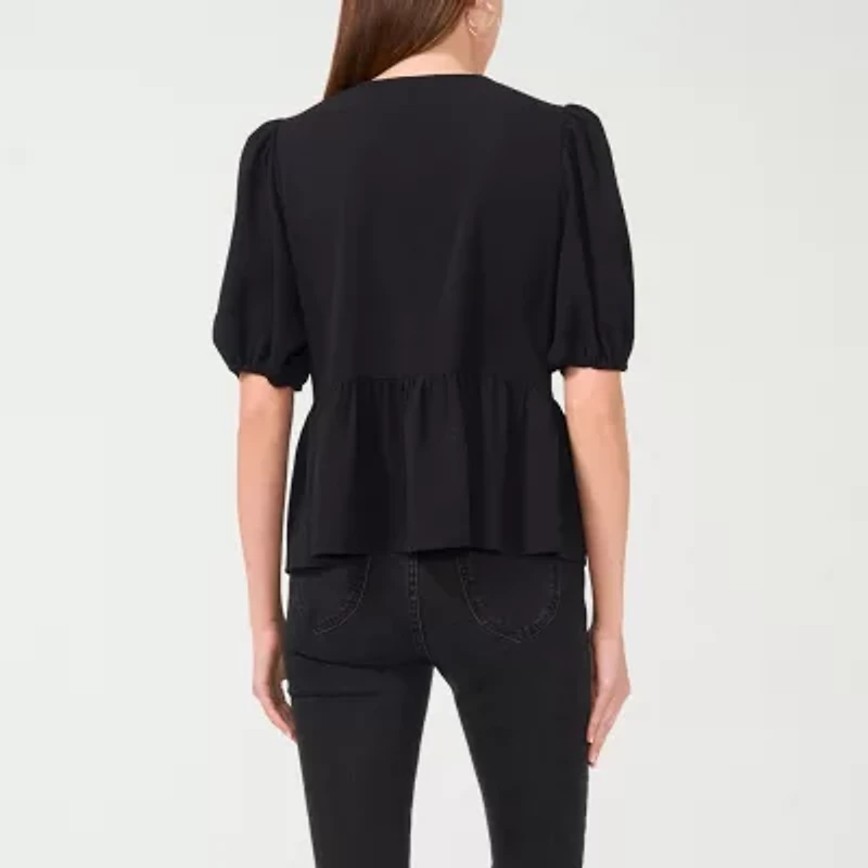 Sam And Jess Womens Short Sleeve Bow Front Blouse