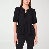 Sam And Jess Womens Short Sleeve Bow Front Blouse