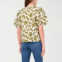 Sam And Jess Womens Split Crew Neck Short Sleeve Blouse