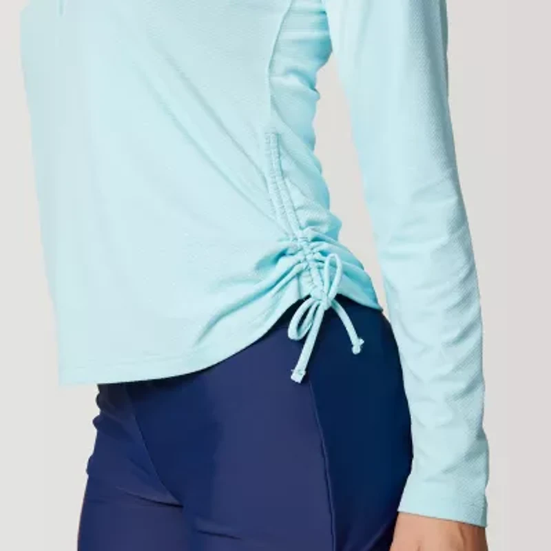 Free Country Womens Split Crew Neck Long Sleeve Active Quarter-Zip Pullover