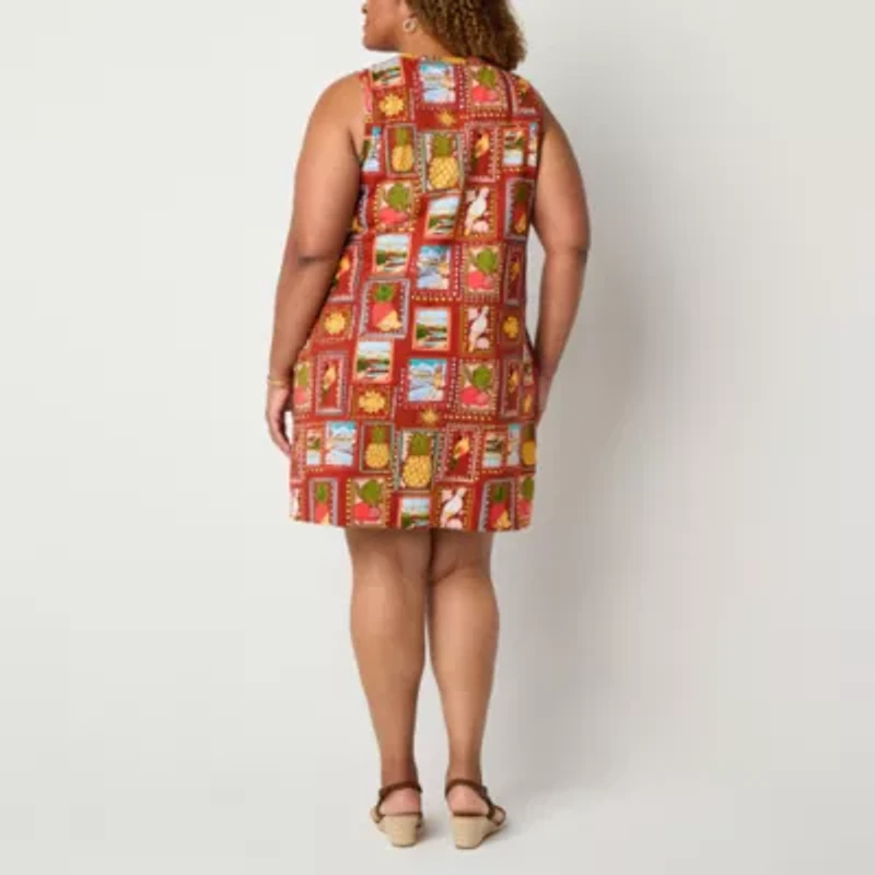 St. John's Bay Womens Plus Sleeveless Shift Dress