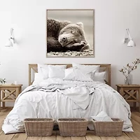 Streamline Art Sleeping Bear Framed Canvas Art