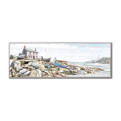 Streamline Art Beach House Framed Canvas Art