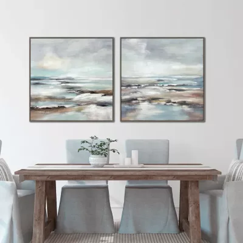 Streamline Art Ocean Reflections I Framed Canvas Art