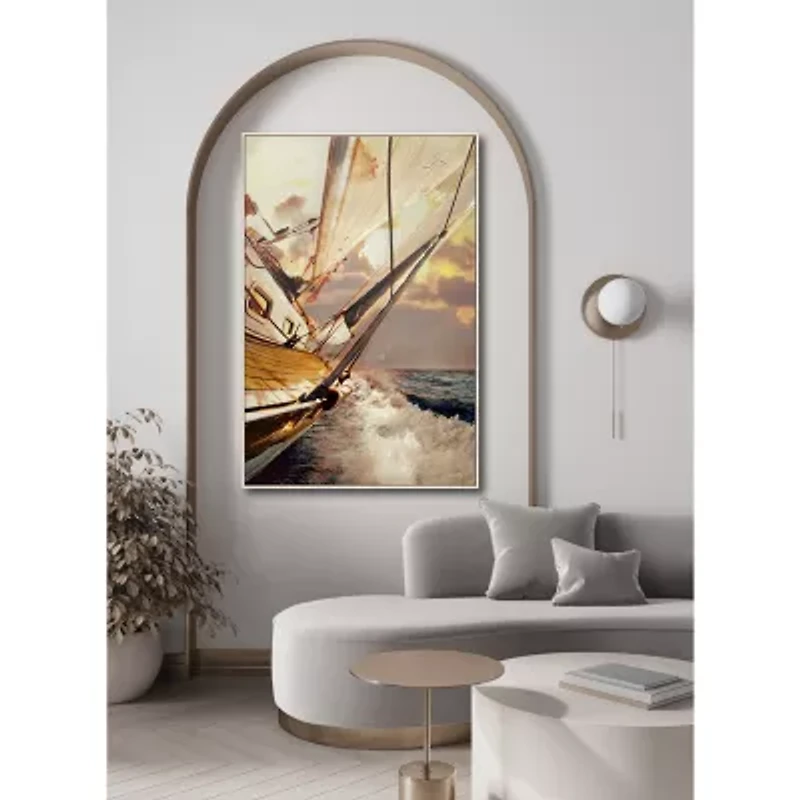 Streamline Art Sunset Sailing Framed Canvas Art