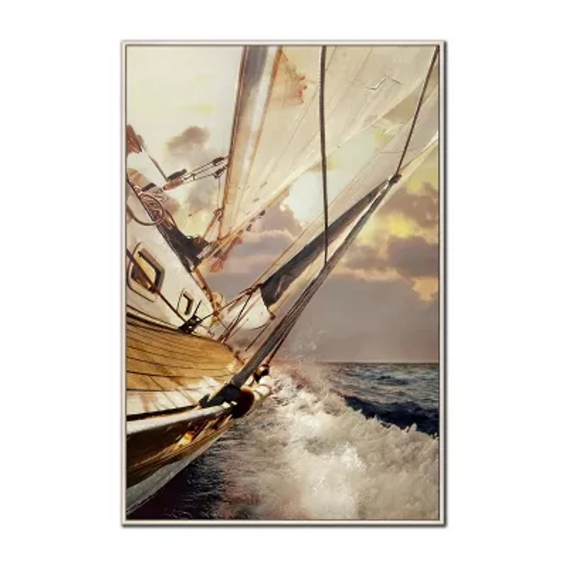 Streamline Art Sunset Sailing Framed Canvas Art