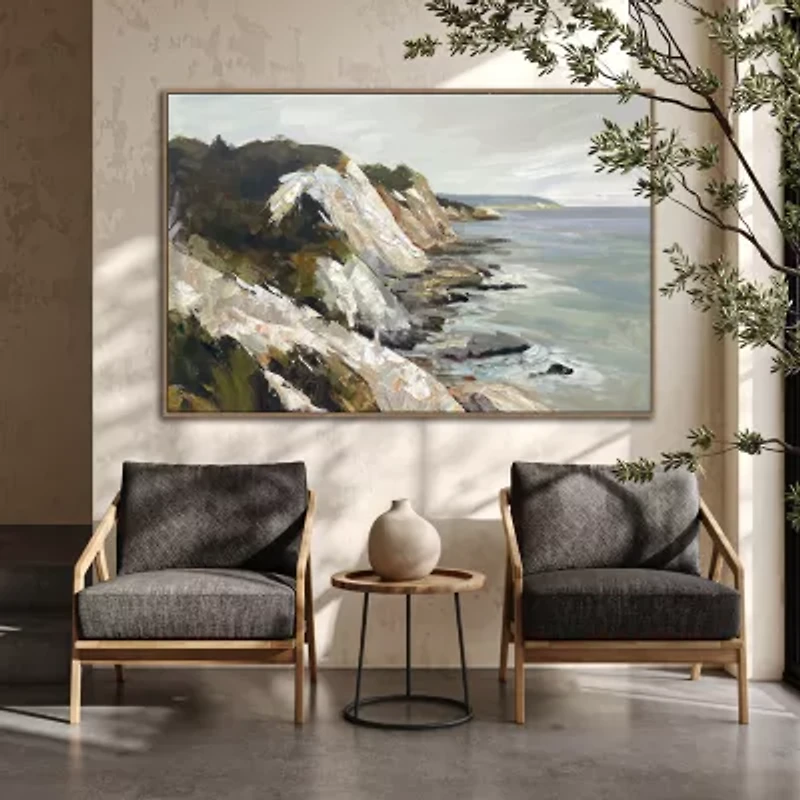 Streamline Art Rocky Coastline Framed Canvas Art