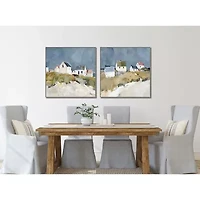 Streamline Art Seaside Cottages I Framed Canvas Art
