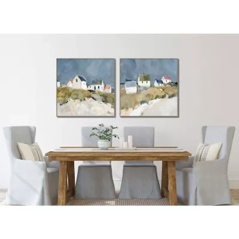 Streamline Art Seaside Cottages Ii Framed Canvas Art