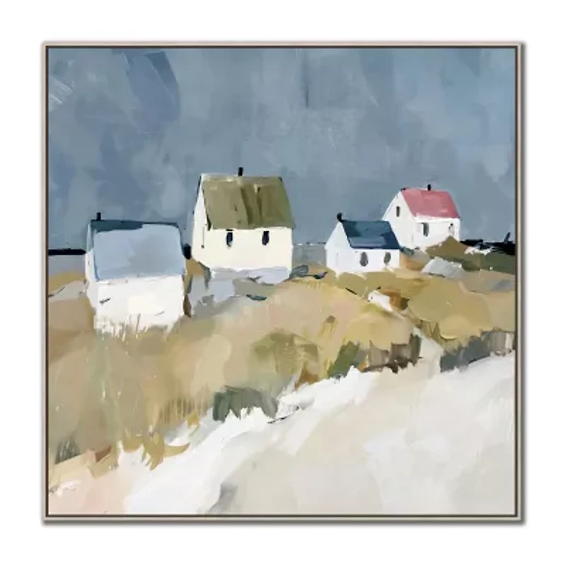 Streamline Art Seaside Cottages Ii Framed Canvas Art