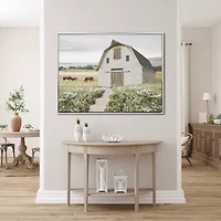 Streamline Art Flower Field Pathway Framed Canvas Art